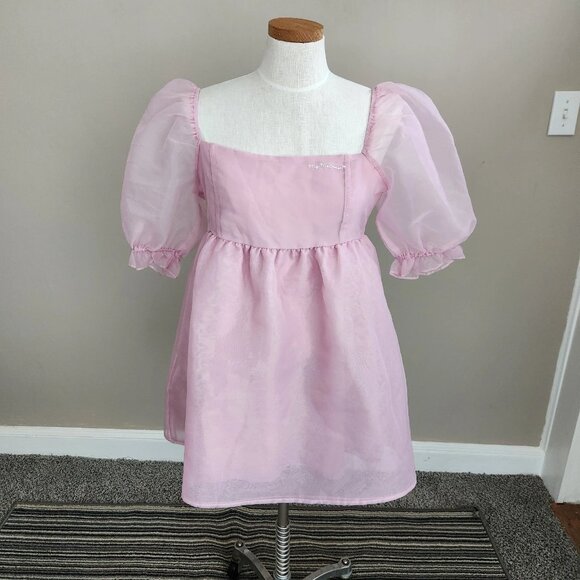 My Melody Limited Ed Sanrio Soft Pink Babydoll Dress Tulle Puffy Sleeves M/L. E2 - Picture 1 of 7